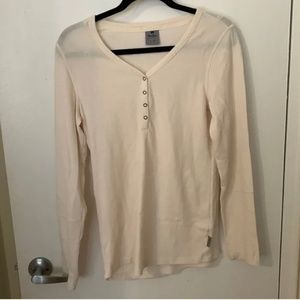 Creme Waffle Knit Henley Top